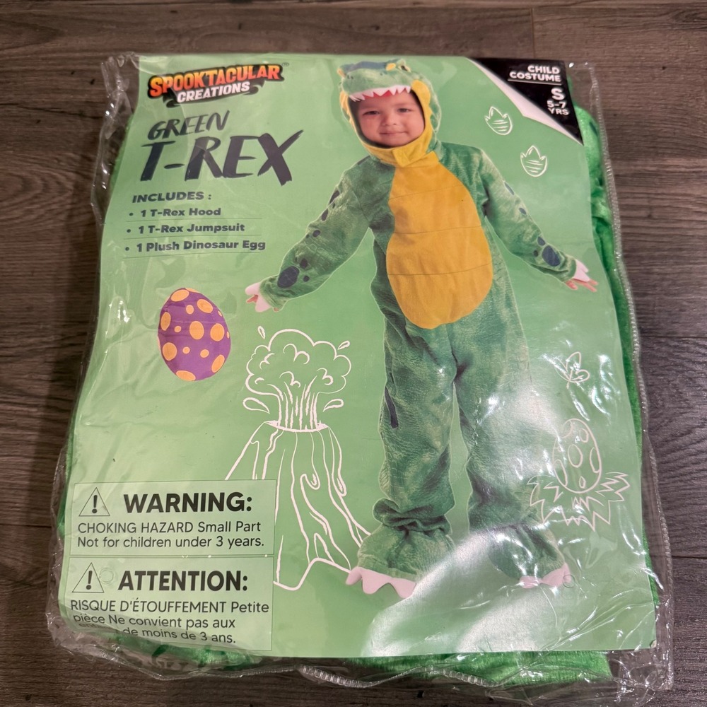 Spooktacular Creations Green T-Rex Dinosaur Costume Child Small 5-7 Year 3pc Set